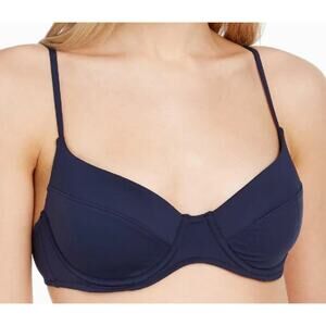 We Wore What Solid Navy Blue Underwire Lydia Swim Bikini Top XL NEW